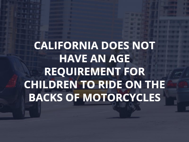 can children ride on the back of a motorcycle california